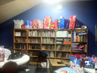 Gifts for the children at The Bridge Academy