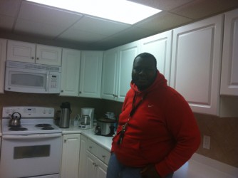 One of the high school staff members in the new kitchen at The Bridge Academy