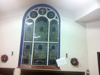 The stained glass at The Bridge Academy