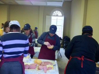 Chad Wagner making sandwiches at Active Compassion Philly
