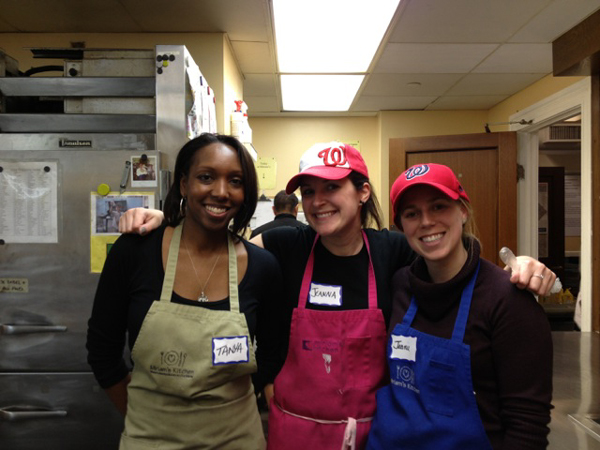 The volunteers from the human resources department of Deloitte Consulting at Miriam's Kitchen, Washington, DC, February 26, 2013