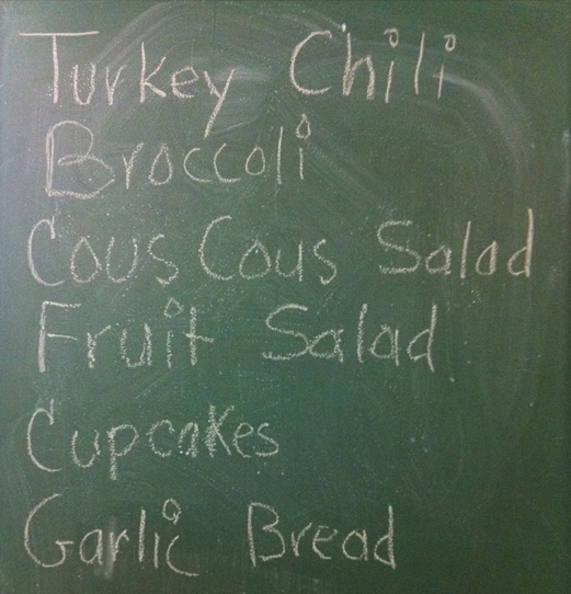The menu at Miriam's Kitchen, February 26, 2013