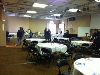 ACTS team setting up for homeless dinner