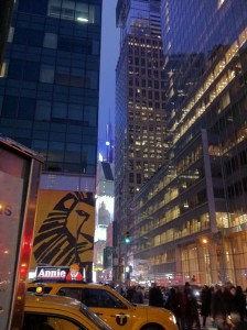 Times Square between the buildings